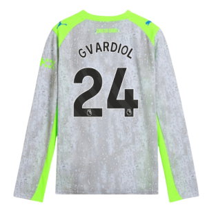 2025-2026 Man City Long Sleeve Third Shirt (Kids) (Gvardiol 24)