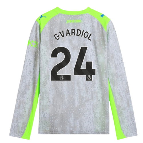 2025-2026 Man City Long Sleeve Third Shirt (Kids) (Gvardiol 24)
