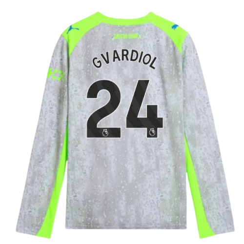 2025-2026 Man City Long Sleeve Third Shirt (Kids) (Gvardiol 24)
