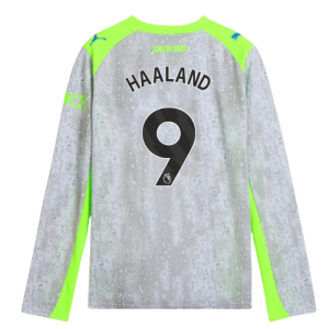 2025-2026 Man City Long Sleeve Third Shirt (Kids) (Haaland 9)