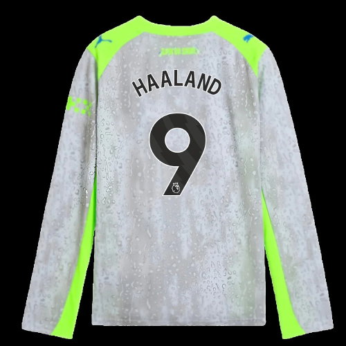 2025-2026 Man City Long Sleeve Third Shirt (Kids) (Haaland 9)