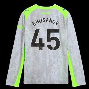 2025-2026 Man City Long Sleeve Third Shirt (Kids) (Khusanov 45)