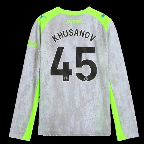 2025-2026 Man City Long Sleeve Third Shirt (Kids) (Khusanov 45)