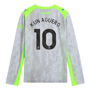 2025-2026 Man City Long Sleeve Third Shirt (Kids) (Kun Aguero 10)