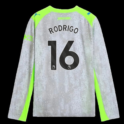 2025-2026 Man City Long Sleeve Third Shirt (Kids) (Rodrigo 16)