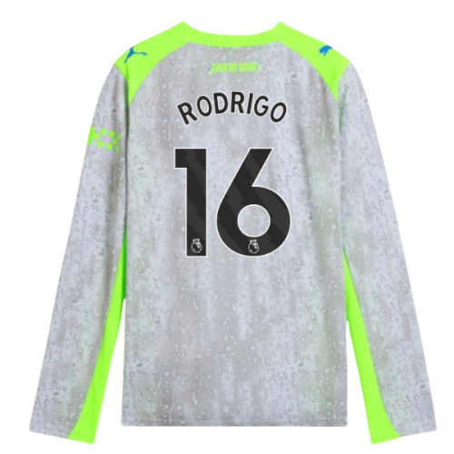 2025-2026 Man City Long Sleeve Third Shirt (Kids) (Rodrigo 16)