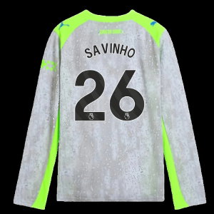 2025-2026 Man City Long Sleeve Third Shirt (Kids) (Savinho 26)