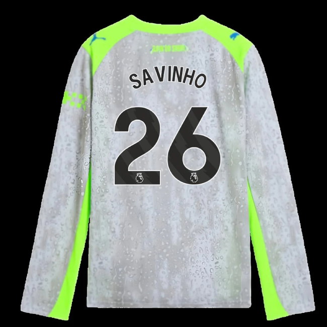 2025-2026 Man City Long Sleeve Third Shirt (Kids) (Savinho 26)