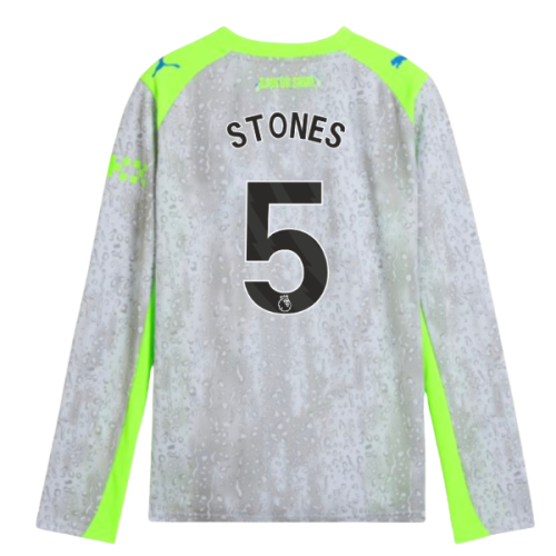 2025-2026 Man City Long Sleeve Third Shirt (Kids) (Stones 5)