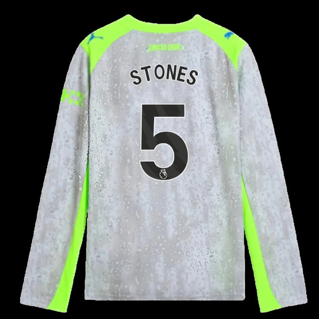 2025-2026 Man City Long Sleeve Third Shirt (Kids) (Stones 5)