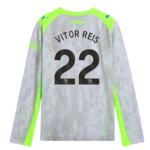 2025-2026 Man City Long Sleeve Third Shirt (Kids) (Vitor Reis 22)  2025-2026 Man City Long Sleeve Third Shirt (Kids) (Vitor Reis 22)
