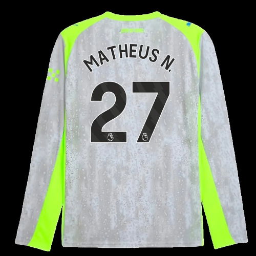 2025-2026 Man City Long Sleeve Third Shirt (Matheus N. 27)