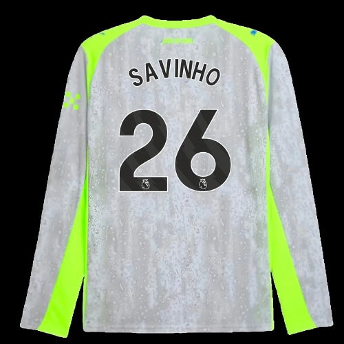 2025-2026 Man City Long Sleeve Third Shirt (Savinho 26)