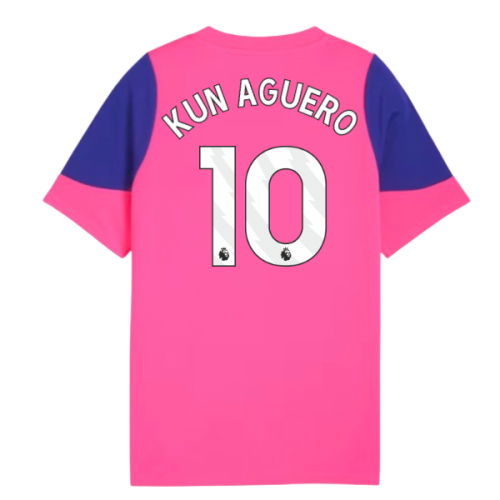 2025-2026 Man City Training Jersey (Fluro Pink) - Kids (Kun Aguero 10)