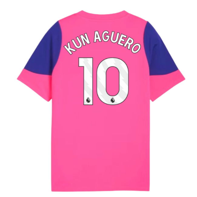 2025-2026 Man City Training Jersey (Fluro Pink) - Kids (Kun Aguero 10)