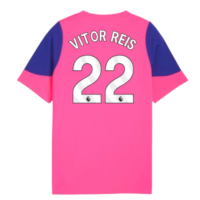 2025-2026 Man City Training Jersey (Fluro Pink) - Kids (Vitor Reis 22)
