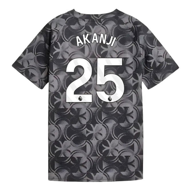 2025-2026 Man City Warm Up Jersey (Black) - Kids (Akanji 25)