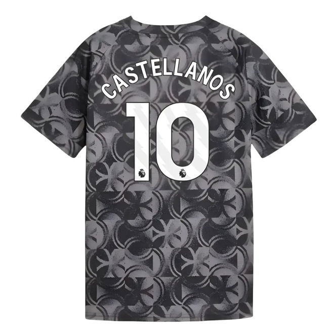 2025-2026 Man City Warm Up Jersey (Black) - Kids (Castellanos 10)