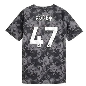 2025-2026 Man City Warm Up Jersey (Black) - Kids (Foden 47)