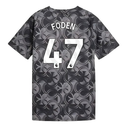 2025-2026 Man City Warm Up Jersey (Black) - Kids (Foden 47)