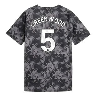 2025-2026 Man City Warm Up Jersey (Black) - Kids (Greenwood 5)