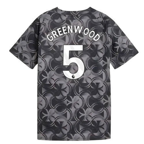 2025-2026 Man City Warm Up Jersey (Black) - Kids (Greenwood 5)