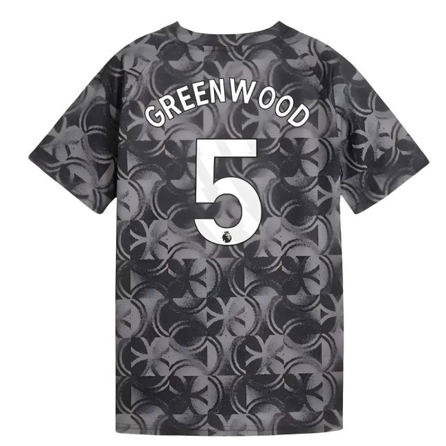 2025-2026 Man City Warm Up Jersey (Black) - Kids (Greenwood 5)