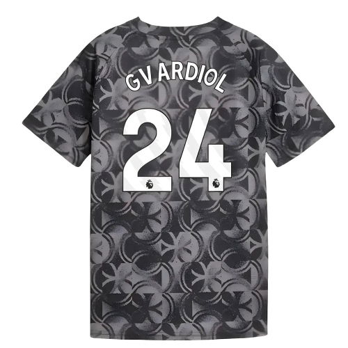 2025-2026 Man City Warm Up Jersey (Black) - Kids (Gvardiol 24)