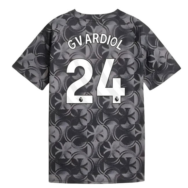 2025-2026 Man City Warm Up Jersey (Black) - Kids (Gvardiol 24)