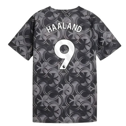 2025-2026 Man City Warm Up Jersey (Black) - Kids (Haaland 9)
