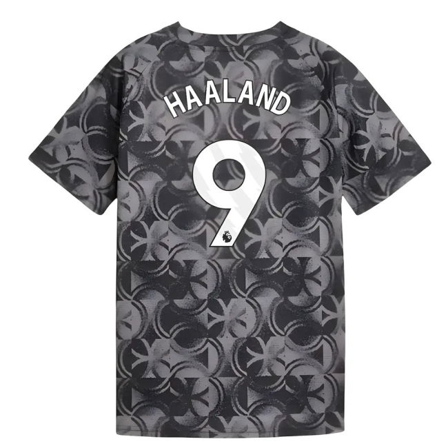 2025-2026 Man City Warm Up Jersey (Black) - Kids (Haaland 9)