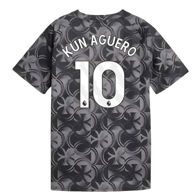 2025-2026 Man City Warm Up Jersey (Black) - Kids (Kun Aguero 10)