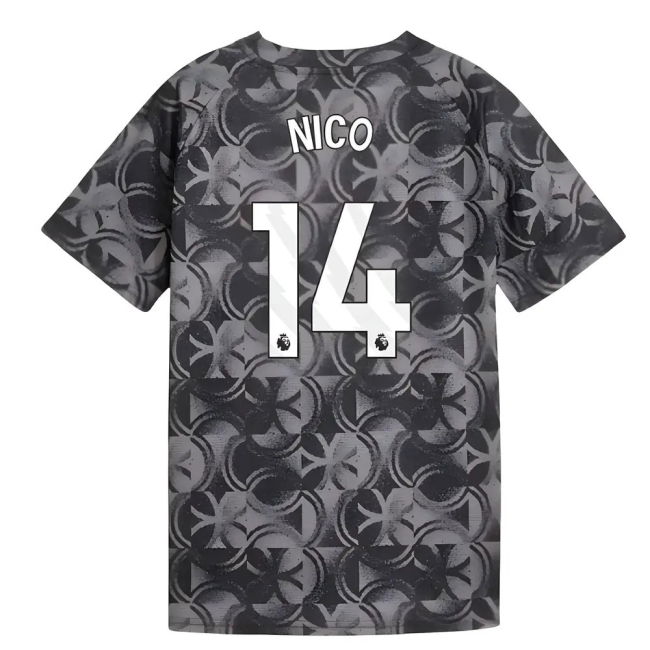 2025-2026 Man City Warm Up Jersey (Black) - Kids (Nico 14)