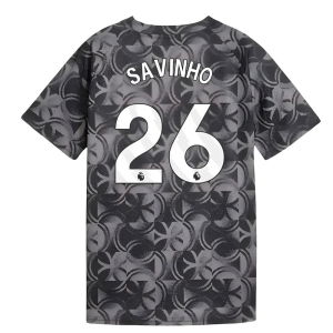 2025-2026 Man City Warm Up Jersey (Black) - Kids (Savinho 26)