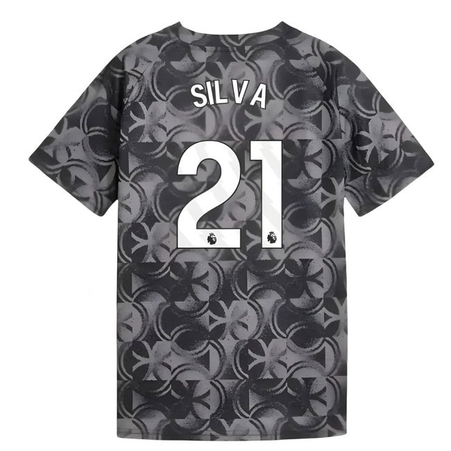 2025-2026 Man City Warm Up Jersey (Black) - Kids (Silva 21)