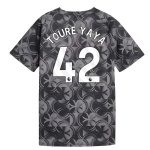 2025-2026 Man City Warm Up Jersey (Black) - Kids (Toure Yaya 42)