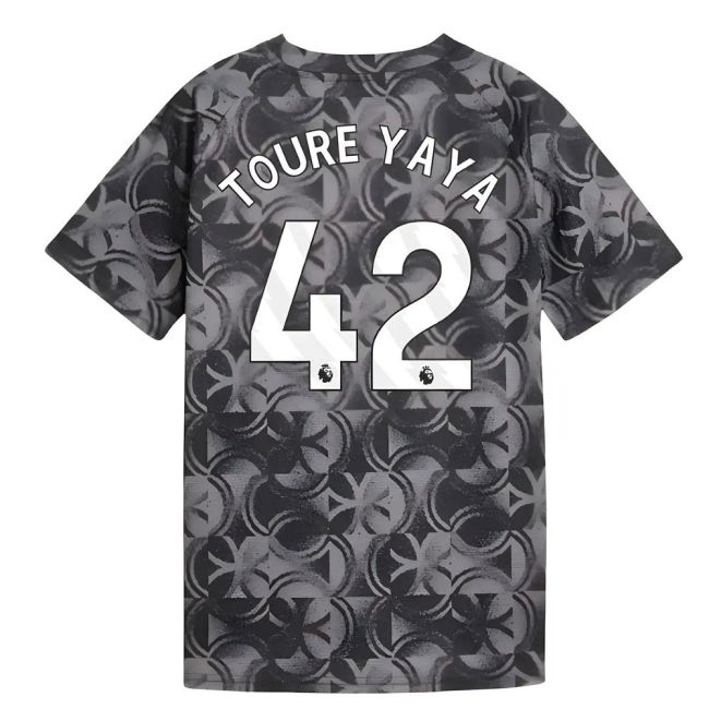 2025-2026 Man City Warm Up Jersey (Black) - Kids (Toure Yaya 42)