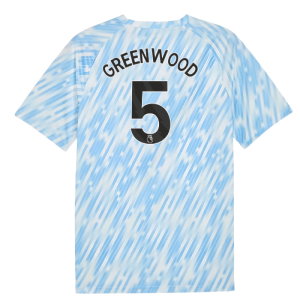 2025-2026 Man City Warm Up Jersey (Silver Sky) (Greenwood 5)