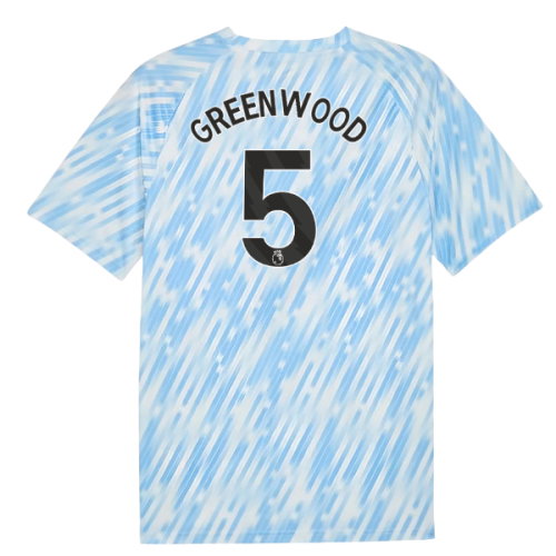 2025-2026 Man City Warm Up Jersey (Silver Sky) (Greenwood 5)