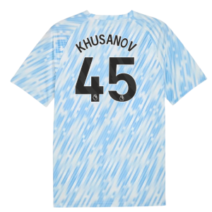 2025-2026 Man City Warm Up Jersey (Silver Sky) (Khusanov 45)