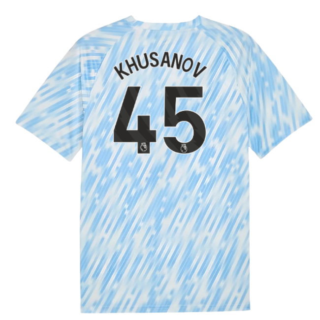 2025-2026 Man City Warm Up Jersey (Silver Sky) (Khusanov 45)