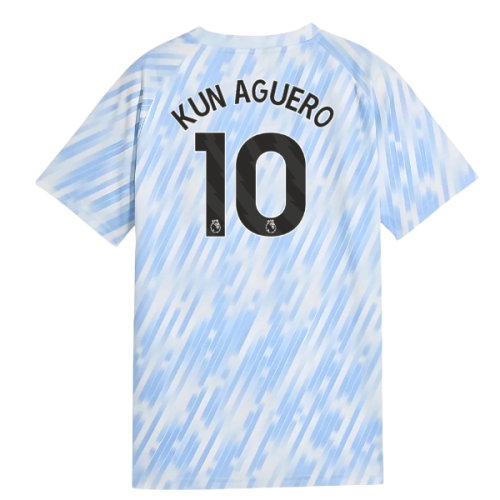 2025-2026 Man City Warm Up Jersey (Silver Sky) - Kids (Kun Aguero 10)