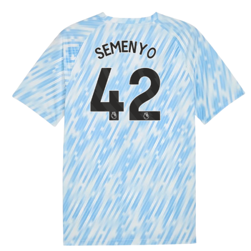 2025-2026 Man City Warm Up Jersey (Silver Sky) (Semenyo 42)