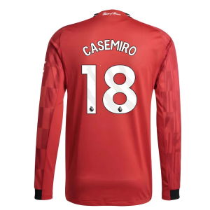 2025-2026 Man Utd Authentic Long Sleeve Home Shirt (Casemiro 18)