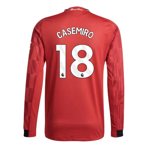 2025-2026 Man Utd Authentic Long Sleeve Home Shirt (Casemiro 18)