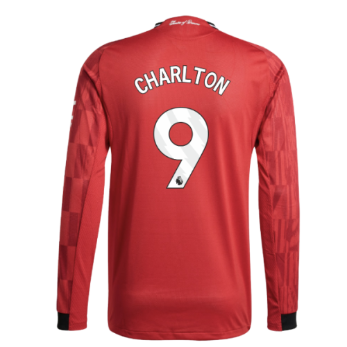 2025-2026 Man Utd Authentic Long Sleeve Home Shirt (Charlton 9)