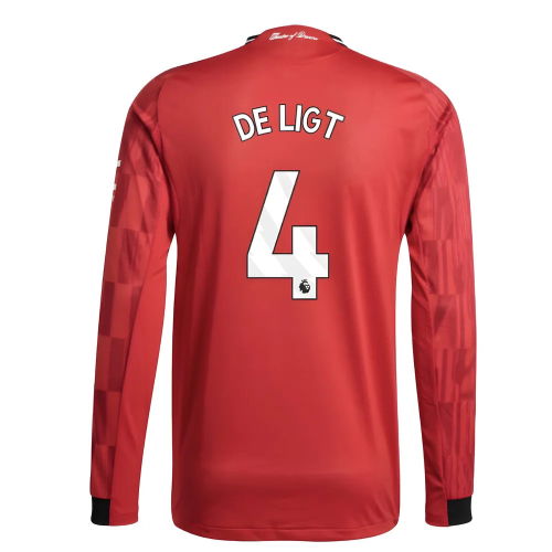 2025-2026 Man Utd Authentic Long Sleeve Home Shirt (De Ligt 4)