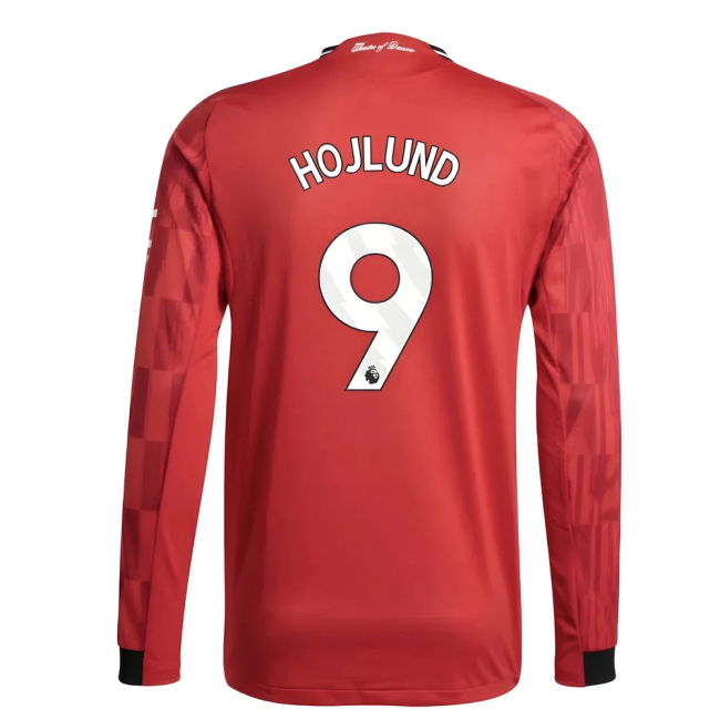 2025-2026 Man Utd Authentic Long Sleeve Home Shirt (Hojlund 9)
