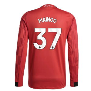 2025-2026 Man Utd Authentic Long Sleeve Home Shirt (Mainoo 37)