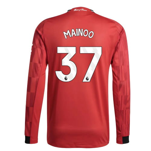 2025-2026 Man Utd Authentic Long Sleeve Home Shirt (Mainoo 37)